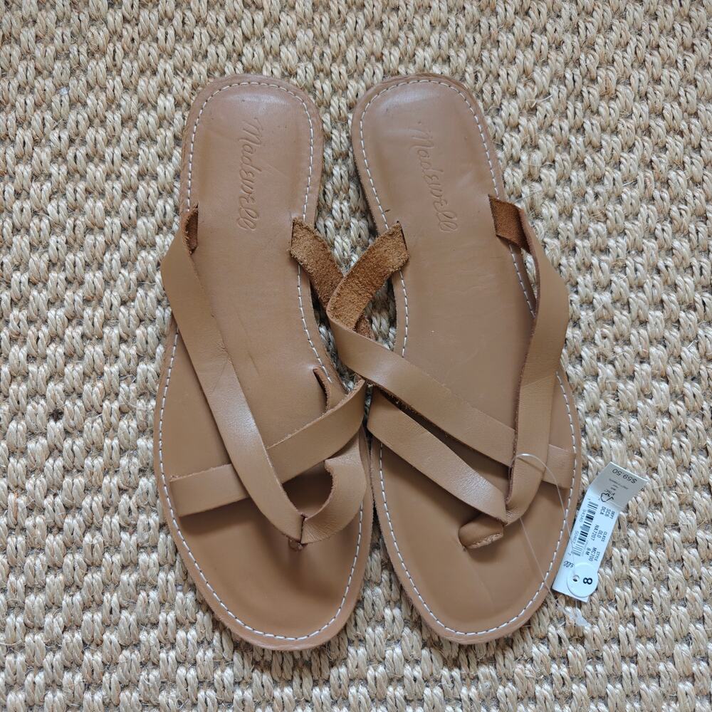 Madewell Boardwalk Bare Leather Sandals English Saddle Size 8 NWT